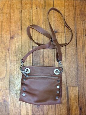 Hammitt Los Angeles Medium Brown Leather Crossbody with Silver Hardware